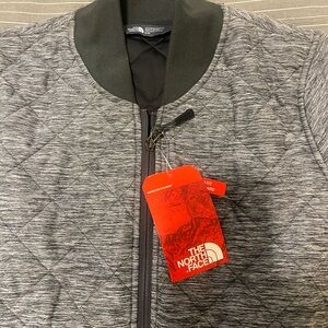 The North Face Women’s Gray and Black Quilted Bomber Jacket